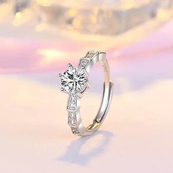 Certified 1ct. t.w. Diamond Engagement Ring 18k White Gold over Italy Silver - Picture 3 of 16